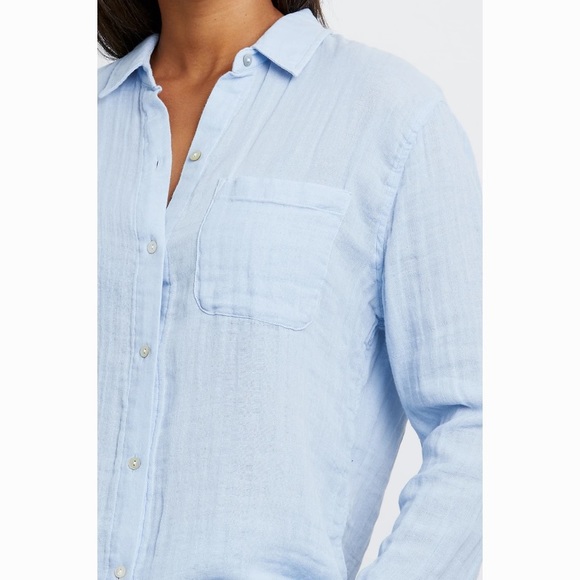 Rails Cotton Gauze Ellis Blue Bluebell Button Down Shirt Long Sleeve - Picture 4 of 10